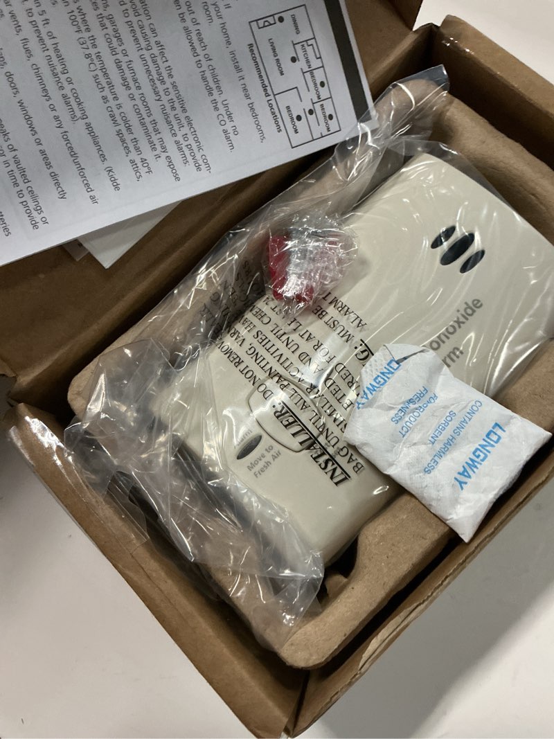 Condition photo showing New/Like New for Kidde Carbon Monoxide Detector, Battery Powered CO Alarm with LEDs, Test-Reset Button, Low Battery Indicator, Portable