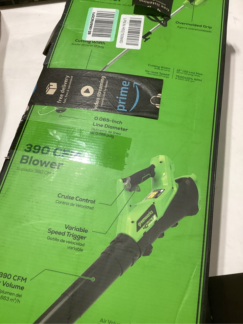 Condition photo showing New/Like New for Greenworks 40V Lawn Care Combo Kit, Trimmer & Blower for Edging & Leaf Cleanup, 2.0Ah Battery & Charger (Gas-Free Yard Duo) 40V Trimmer + Blower (2.0Ah)