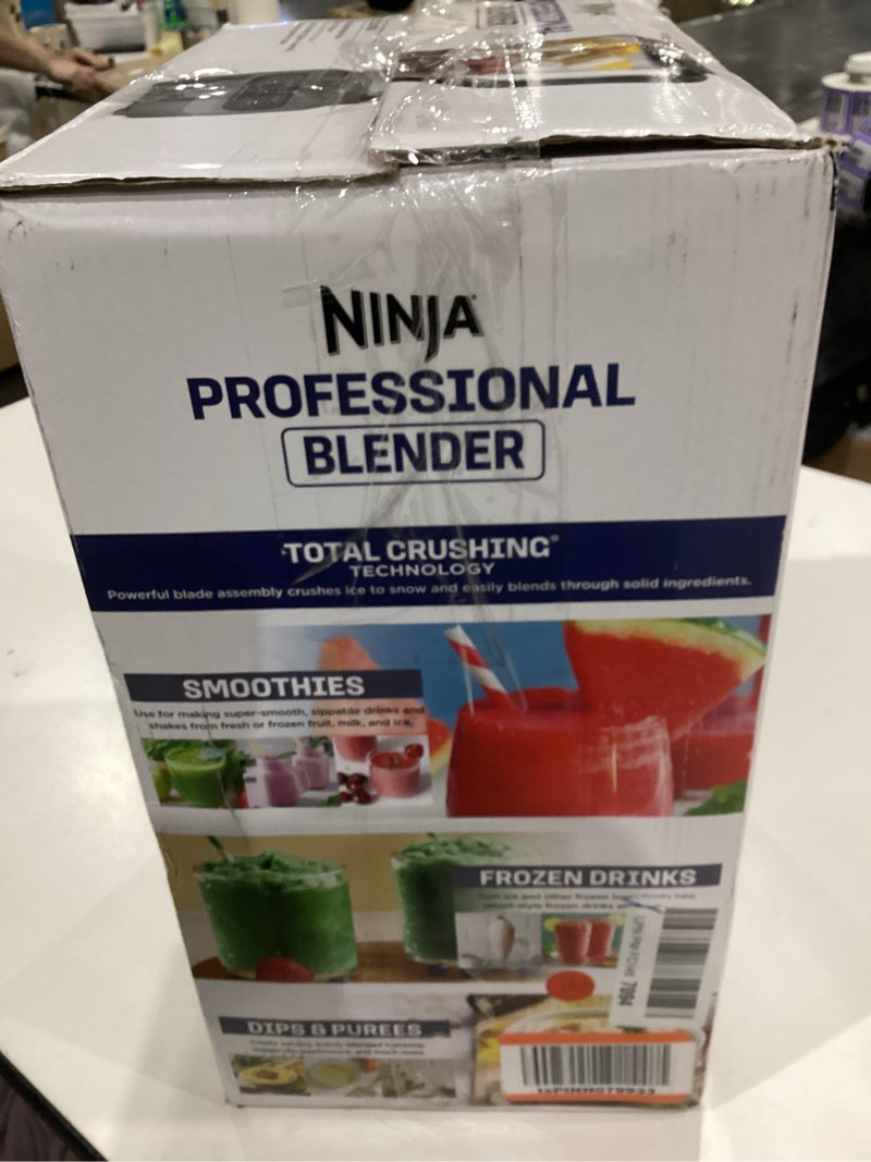 Condition photo showing As Is for Ninja BL610 Professional 72 Oz Countertop 1000-Watt Base and Total Crushing Technology for-Smoothies, Ice and Frozen Fruit, Black, Blender + Pitcher