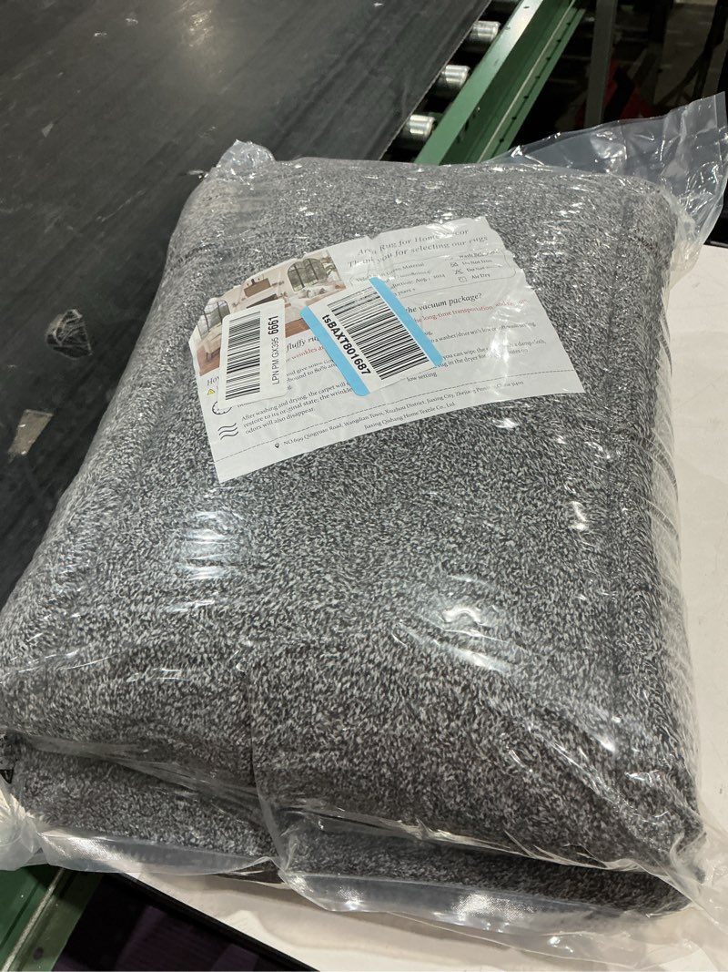Condition photo showing New/Like New for dweike modern area rugs for bedroom living room, large 7x10 black grey rug for kids boys girls room decor, soft fluffy washable memory foam carpet for nursery classroom dorm home z-dark grey 7 ft x 10 ft