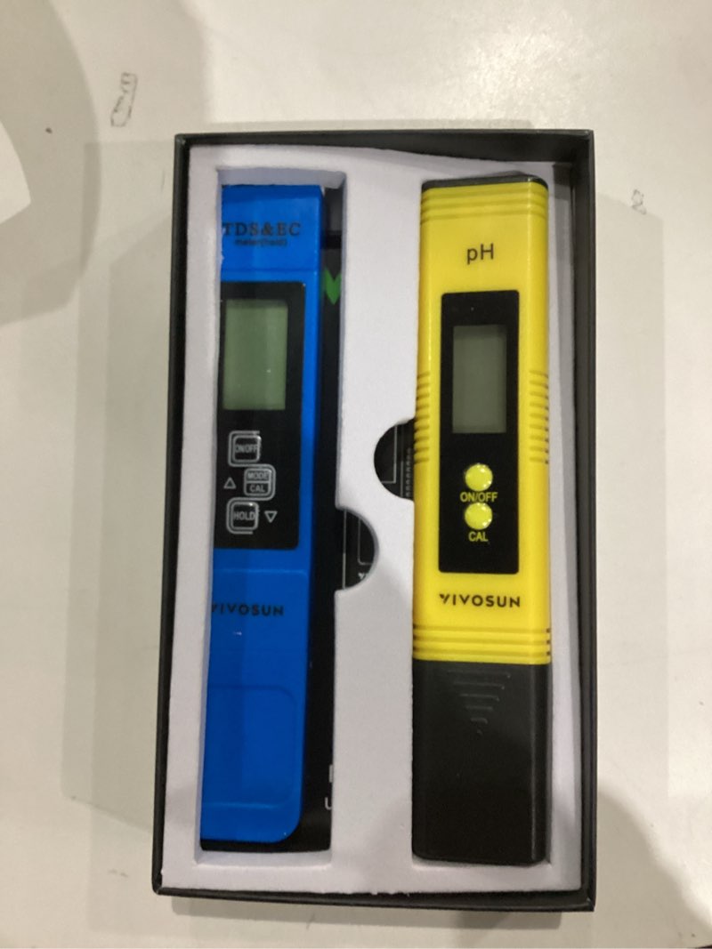 Condition photo showing Good Condition for vivosun digital ph and tds meter kits, 0.01ph high accuracy pen type ph meter ± 2% readout accuracy 3-in-1 tds ec temperature meter for hydroponics, pool and aquarium, yellow blue, ul certified 4336465266