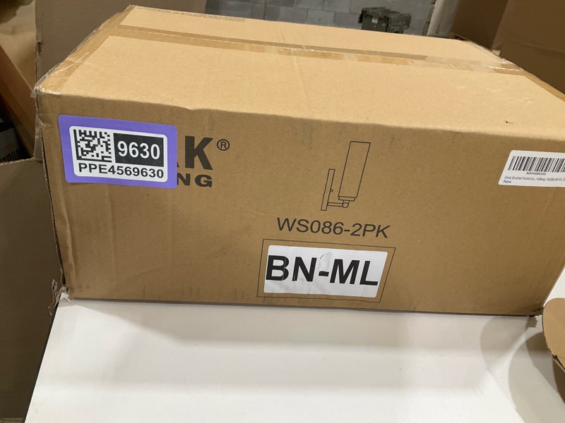 Condition photo showing New/Like New for Emak Brushed Nickel Wall Sconces, 2 Light Bathroom Light Fixtures with Milk Glass Shade, Modern Wall Lights for Bathroom, Mirror, Living Room, Bedroom, Gallery, WS086-BN-ML-2PK Brushed Nickel & Milk Glass 12 inch