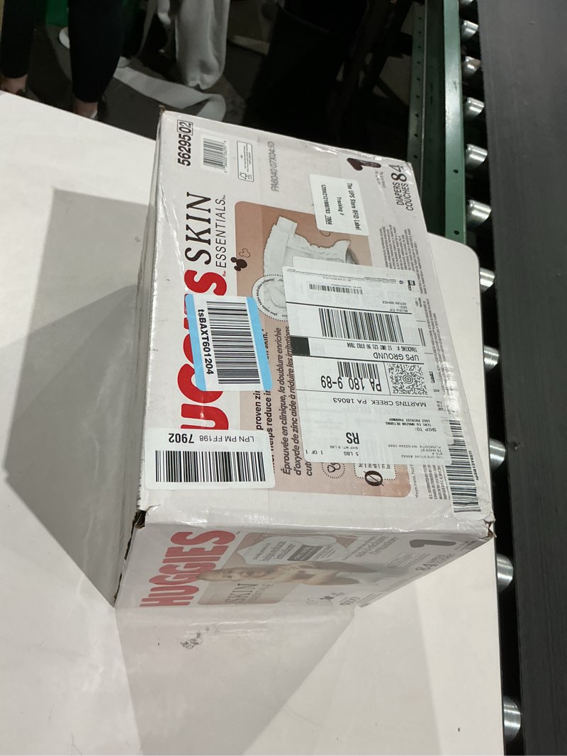 Condition photo showing New/Like New for huggies size 1 diapers, skin essentials baby diapers, size 1 (8-14 lbs), 84 count, packaging may vary size 1 84