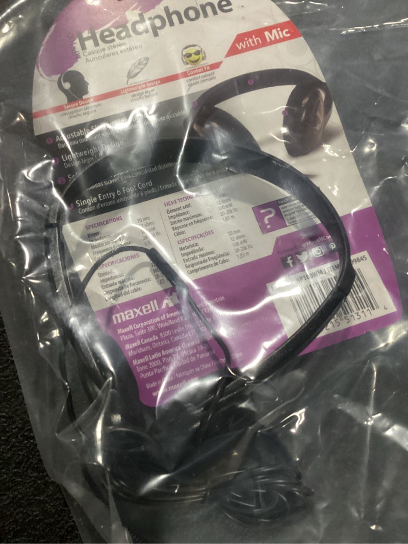 Condition photo showing Good Condition for maxell hp-100m on-ear wired headphones with microphone