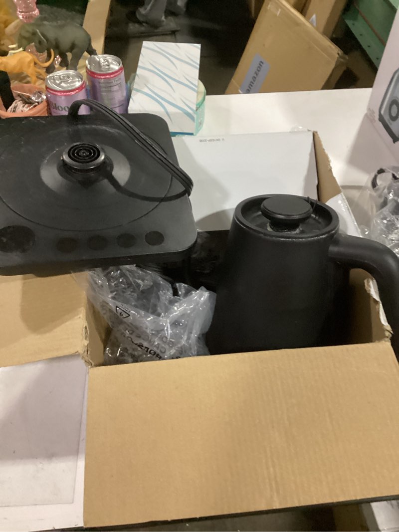 Condition photo showing As Is for cuisinart gk-1 digital goose neck kettle, precision gooseneck spout designed for precise pour control that holds 1-liter, 1200-watt allows for quick heat up, stainless steel,black black goose neck