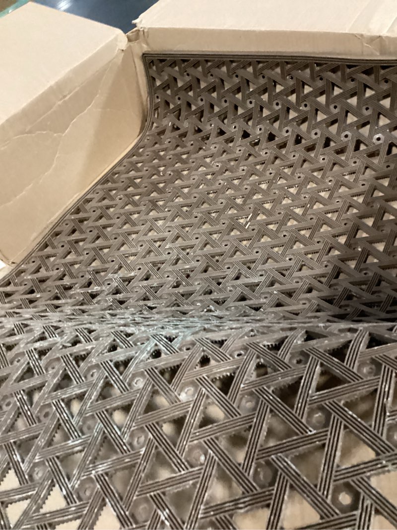 Condition photo showing As Is for DEXI Front Door Mat Outside Entrance Rubber 24x36, Welcome Floor Doormat Heavy Duty Non Slip, Dirt Trapper Waterproof Exterior Entry Mats All Weather for Patio Entryway Drainage, Brown 2' x 3' (Rectangular) Brown