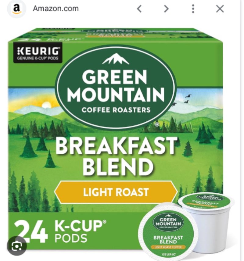 Green Mountain Coffee Roasters Breakfast Blend, Single-Serve Keurig K-Cup Pods, Light Roast Coffee, 24 Count BST BY 14 AUG 2025