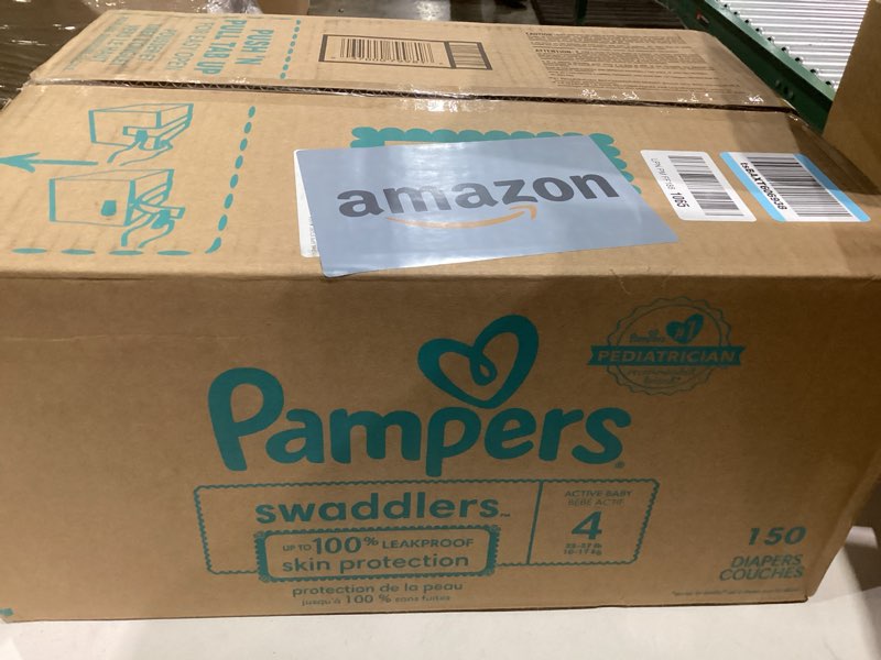 Condition photo showing New/Like New for Pampers Swaddlers Diapers, Size 4 (15-34 lbs), 150 Count, Absorbent, Keeps Baby Dry and Comfortable, Skin Safe Disposable Baby Diaper (Packaging May Vary) Size 4 150