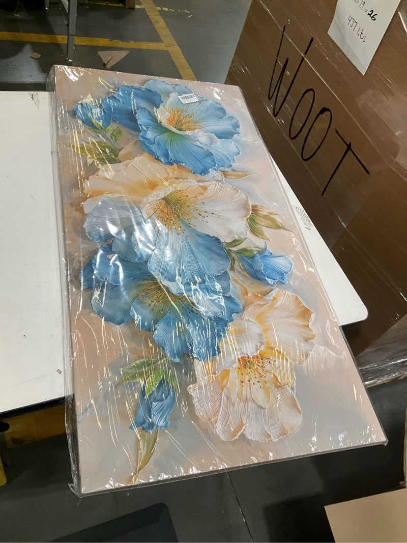 Condition photo showing Good Condition for canvas wall art decor white blue flower wall art decor for living room green botanical wall decor art paintings prints modern aesthetics wall art for home bedroom office room wall decor 20×40 inch d-01e wrapped canvas 40"l x 20"w