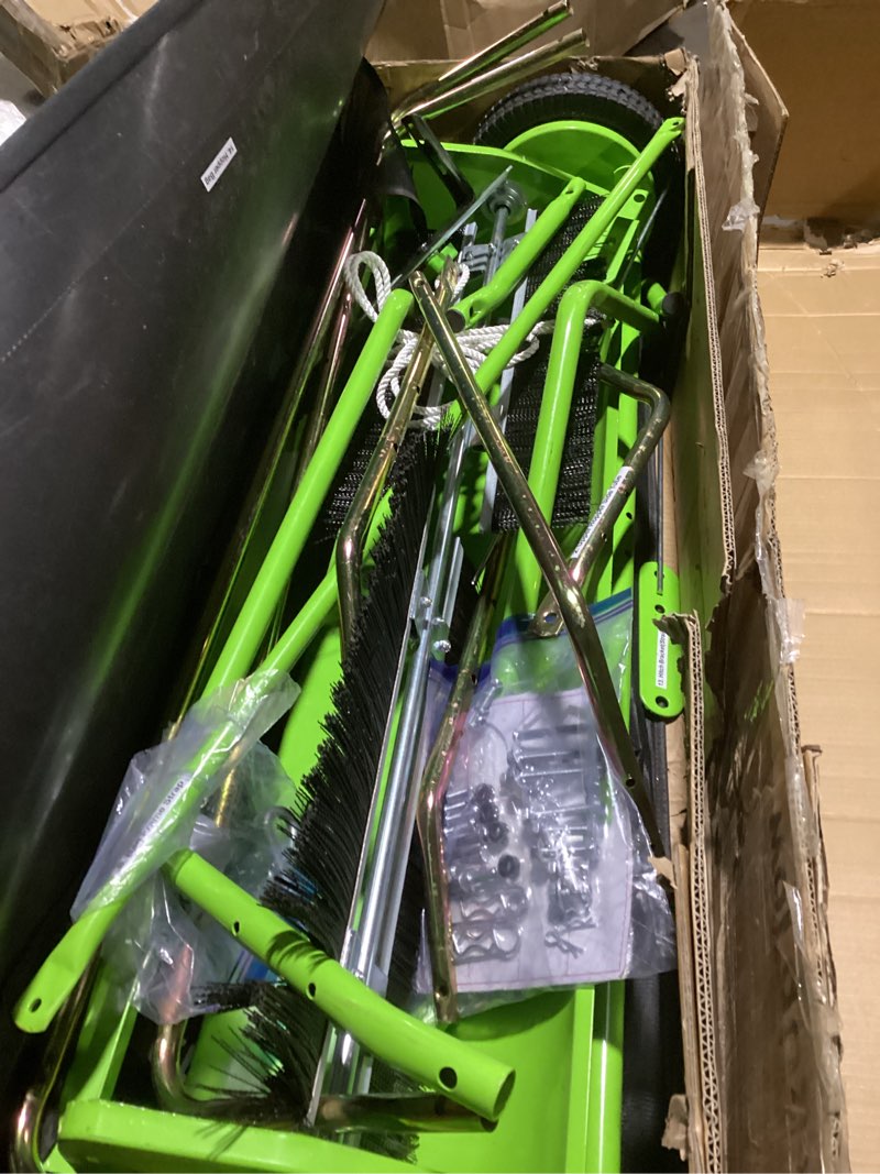 Condition photo showing Good Condition for greensweep pickup tow 42-inch lawn sweeper – tow-behind leaf collector for ride-on mowers – adjustable brush height – large grass catcher hopper – garden debris sweeper attachment