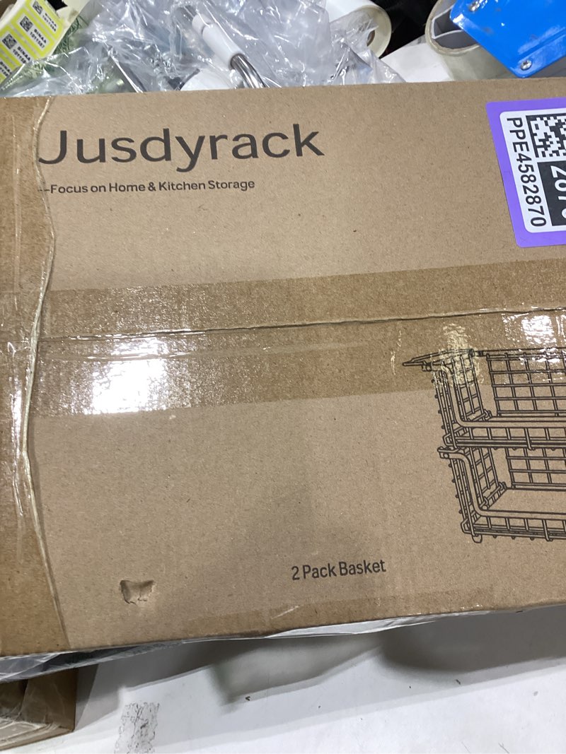 Condition photo showing New/Like New for 2 Pack Stackable Metal Wire Vegetable Fruit Basket for Kitchen Counter Cabinet, Pantry Organizers and Storage Basket, Food Can Snack Onion Potato Bread Storage Shelf Freezer Organizer Bins Containers