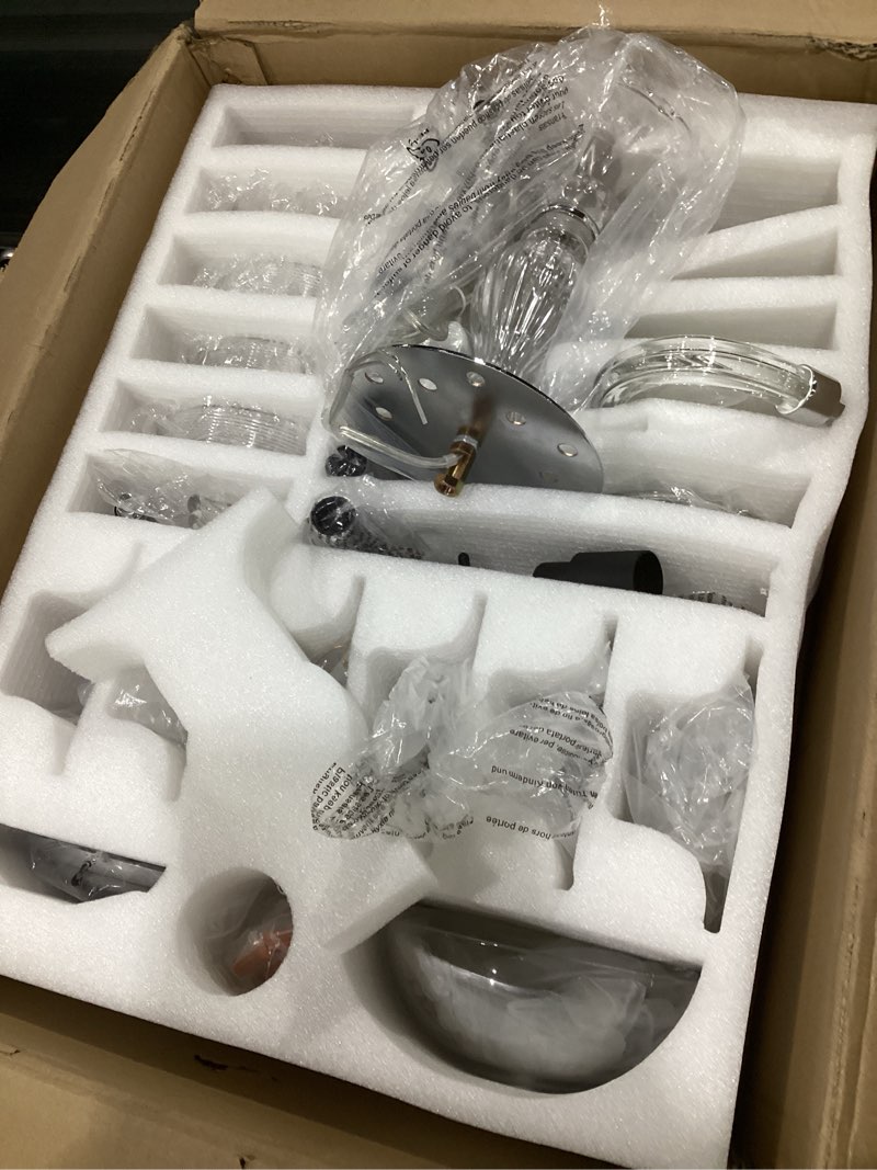 Condition photo showing Good Condition for (similar to stock photos)saint mossi 6 light crystal chandelier, modern dining room lighting fixture, clear pendant light with crystal ball for bedroom livingroom, d15xw15xh27, e12 socket clear 6-light with crystal ball