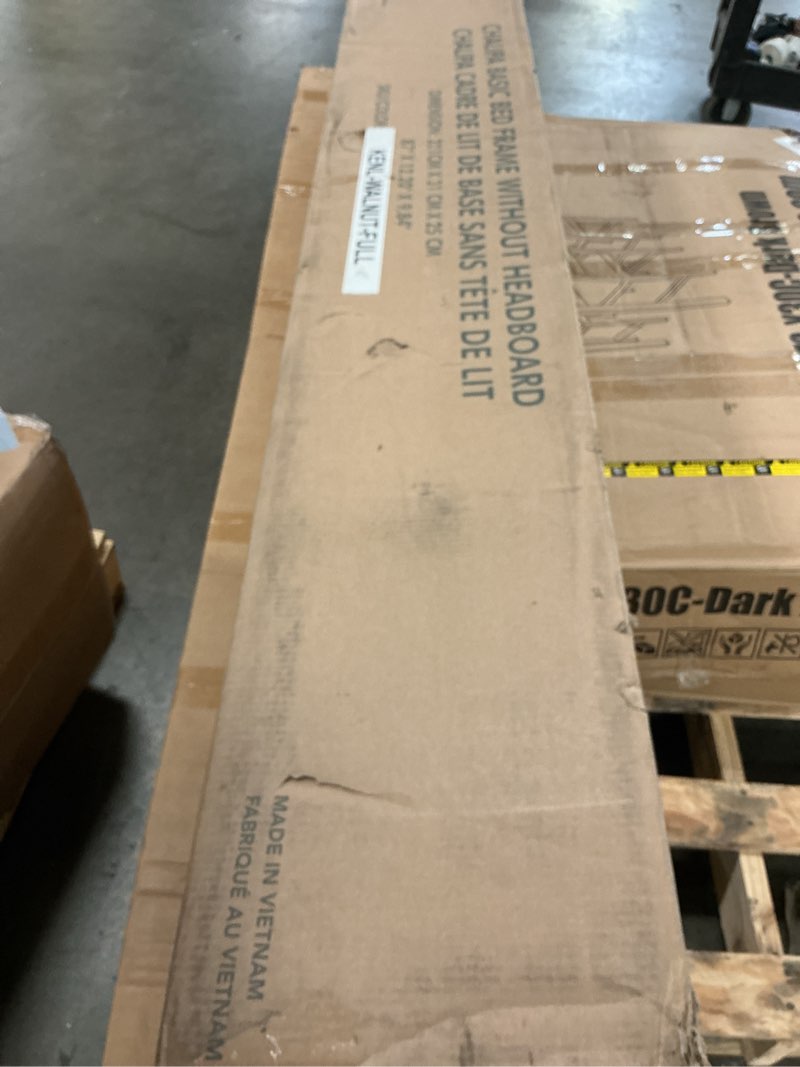 Condition photo showing As Is for bme chalipa 14” solid wood bed frames - wood platform bed frame - japanese joinery bed frame - wood slat support - bed without box spring - easy assembly - minimalist & modern style, walnut - full full walnut