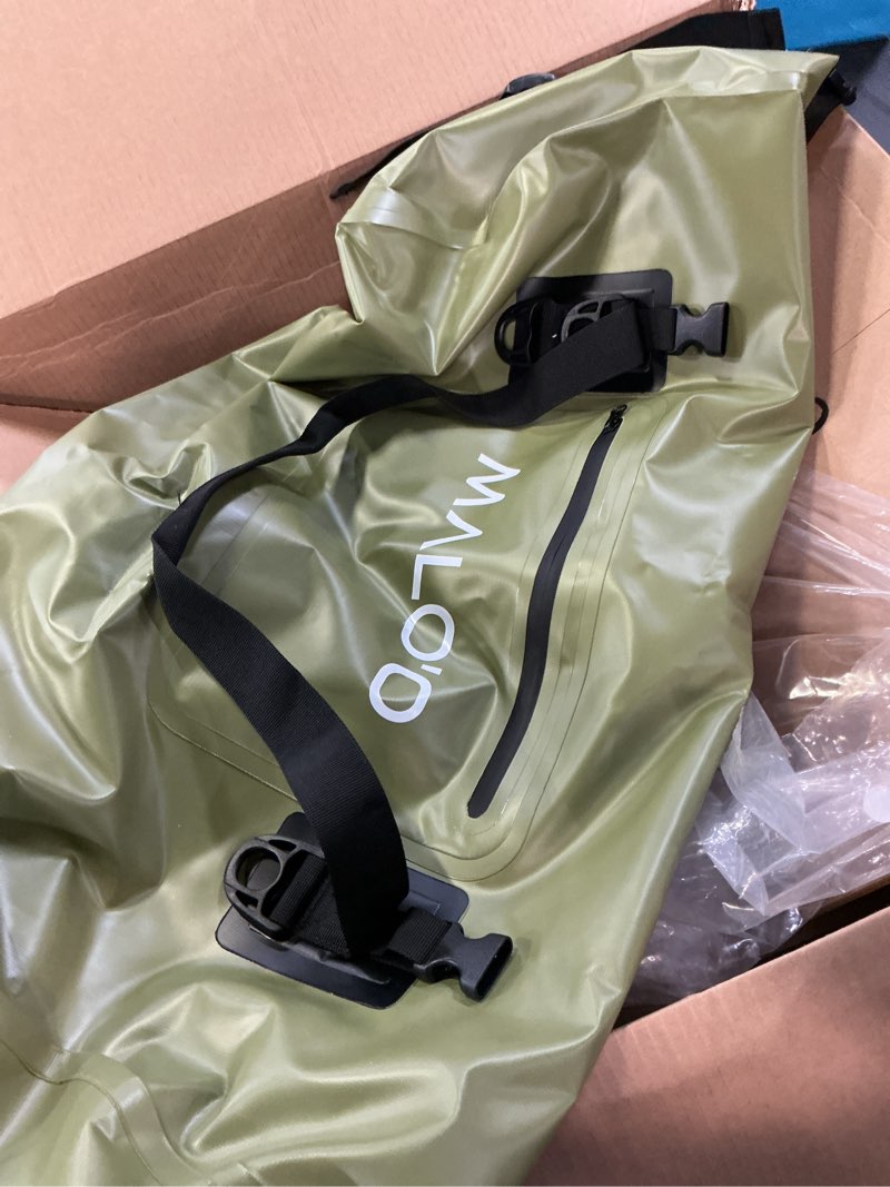 Condition photo showing Good Condition for malo'o waterproof dry bag duffel 40l/60l/100l, roll top duffel keeps gear dry for kayaking, rafting, boating, swimming, camping, hiking, beach, fishing - internal & external pockets and molle loops dark green 60l