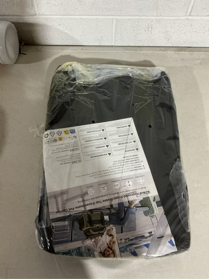 Condition photo showing Good Condition for pecute expandable pet carrier airline approved dog cat carrier, breathable soft-sided with locking zippers, pet travel bag for small dog cat anti-scratch mesh leakproof pee pad (dark gray) dark gray expandable