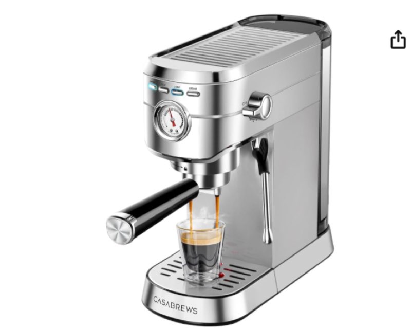 20 bar espresso machine, professional espresso coffee maker with milk frother, compact espresso machine with full stainless steel look for cappuccino, latte, macchiato, large size