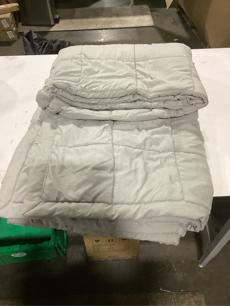 Condition photo showing Good Condition for Lotus Home Down Alternative Blanket With Microfiber Cover and Water and Stain Resistance, Twin, Silver Twin Silver