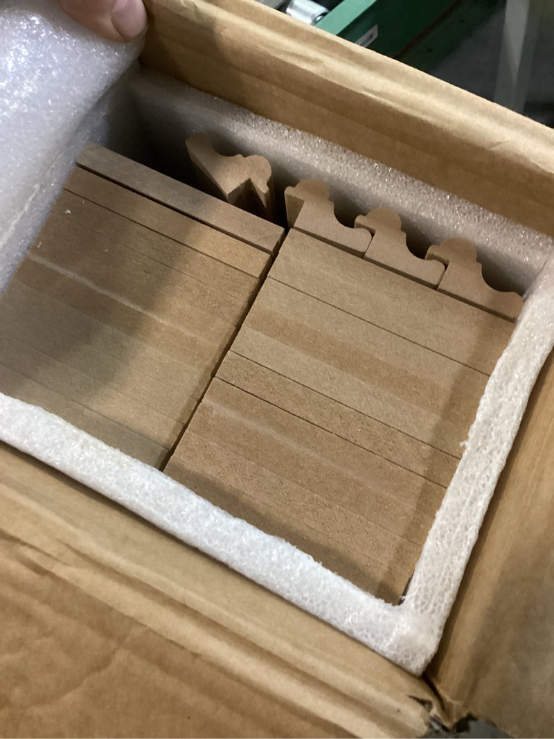 Condition photo showing New/Like New for Art3d Premade Board and Batten Paintable Wainscoting Kit, MDF Accent Wall Panel for Kitchen Bedroom Living Room Home Decor Covers 189 x 54 in. Molding Trim Slat with Edge Strip 189 x 54 Inch Log Color