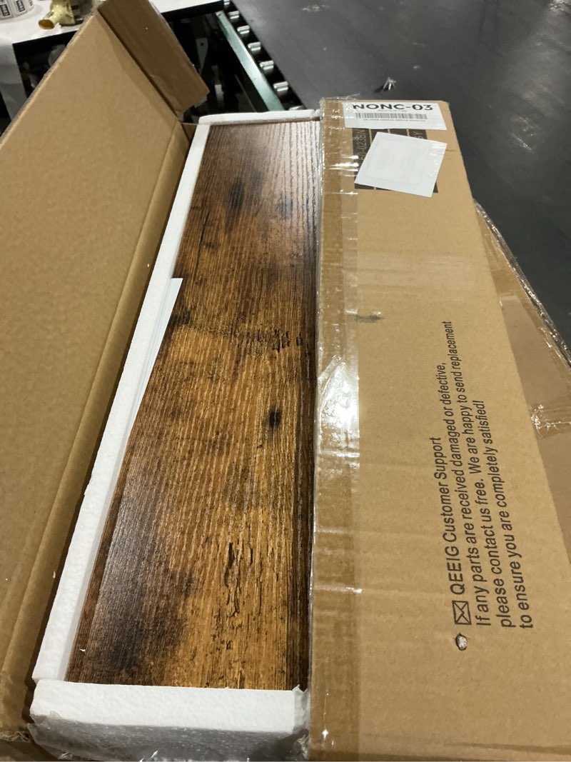 Condition photo showing Good Condition for qeeig floating shelves for wall 23.6" long - wall mounted shelf bathroom kitchen living room bedroom farmhouse home decor display bookshelf large 23.6 x 9.3 inch set of 2, rustic brown (008-60bn)