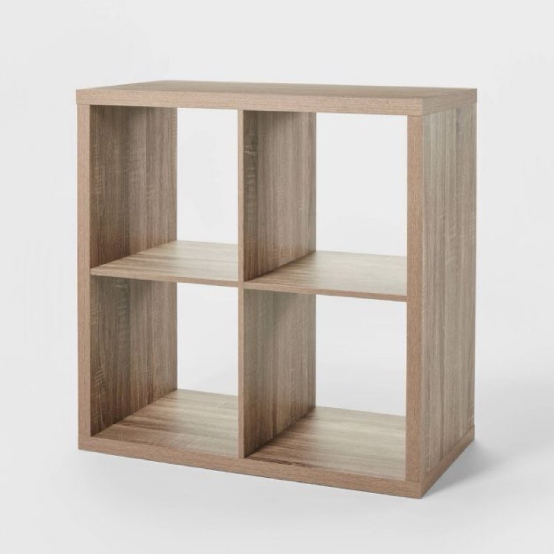 13" 4 cube organizer weathered gray - brightroom™: decorative bookshelf, cubby storage, mdf particle board, 13" system compatible