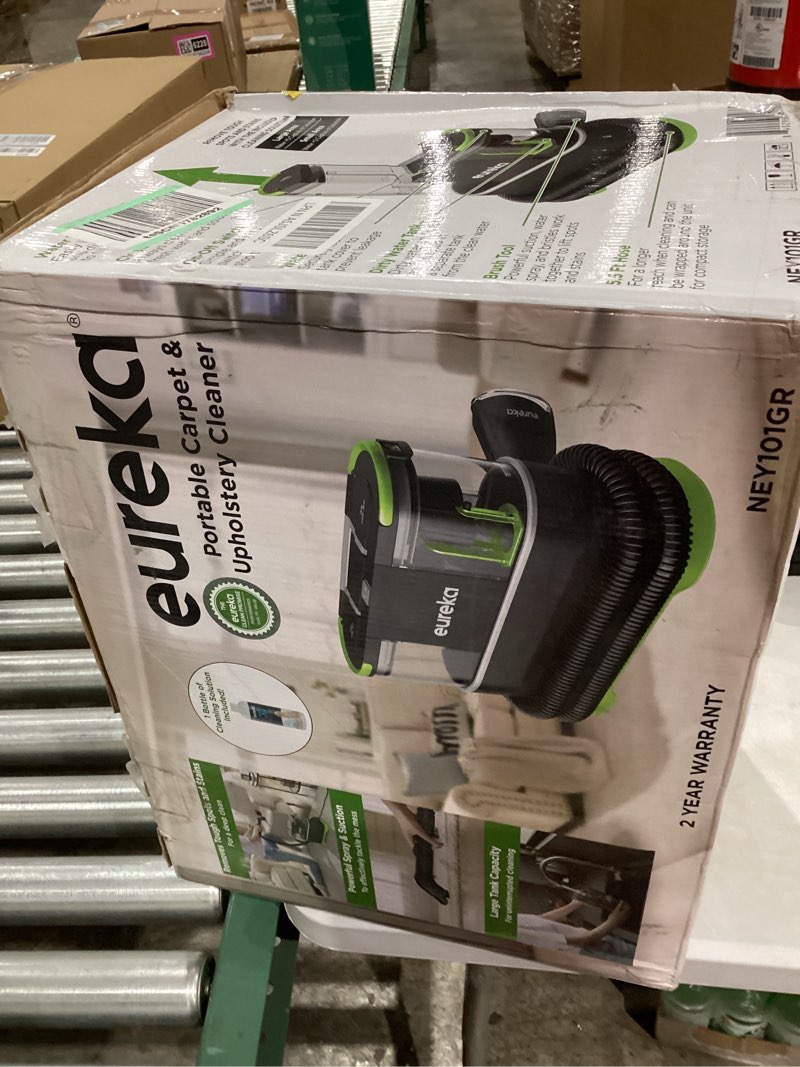 Condition photo showing Good Condition for EUREKA Portable Carpet and Upholstery Cleaner, Spot Cleaner for Pets, Stain Remover for Carpet, Area Rugs, Upholstery, Coaches and Car, 50.7oz Large Water Tank, NEY101GR with Cleaning Formula, Green Green NEY101GR with Cleaning Formula