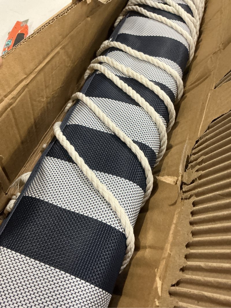 Condition photo showing New/Like New for suncreat hammocks 15 ft quick dry hammock double size with hardwood spreader bar, 2 person hammock for outdoor patio yard poolside, 450 lbs capacity, blue 78.7 x 55.1 in, hammock only blue