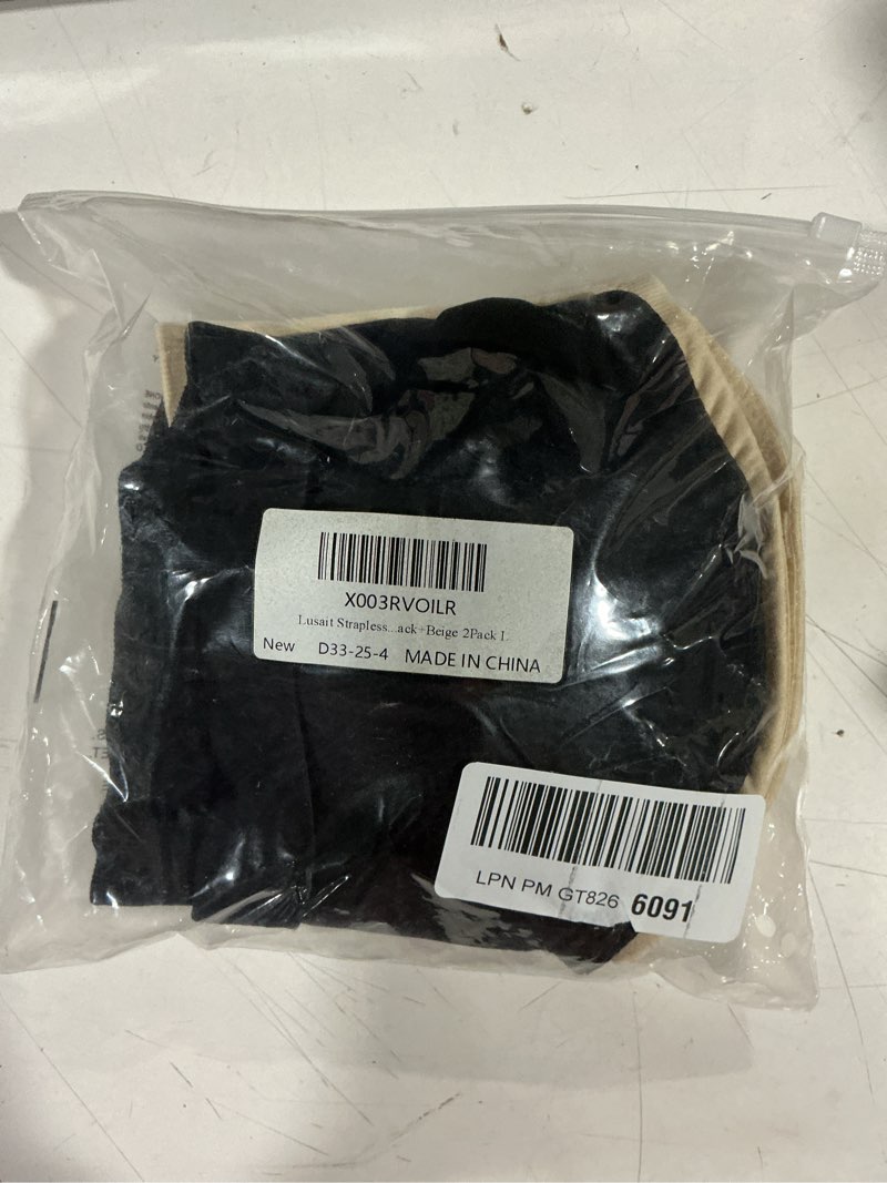 Condition photo showing As Is for lusait strapless bra for women non-slip silicone padded bandeau bra wireless tube top bralette medium black+beige