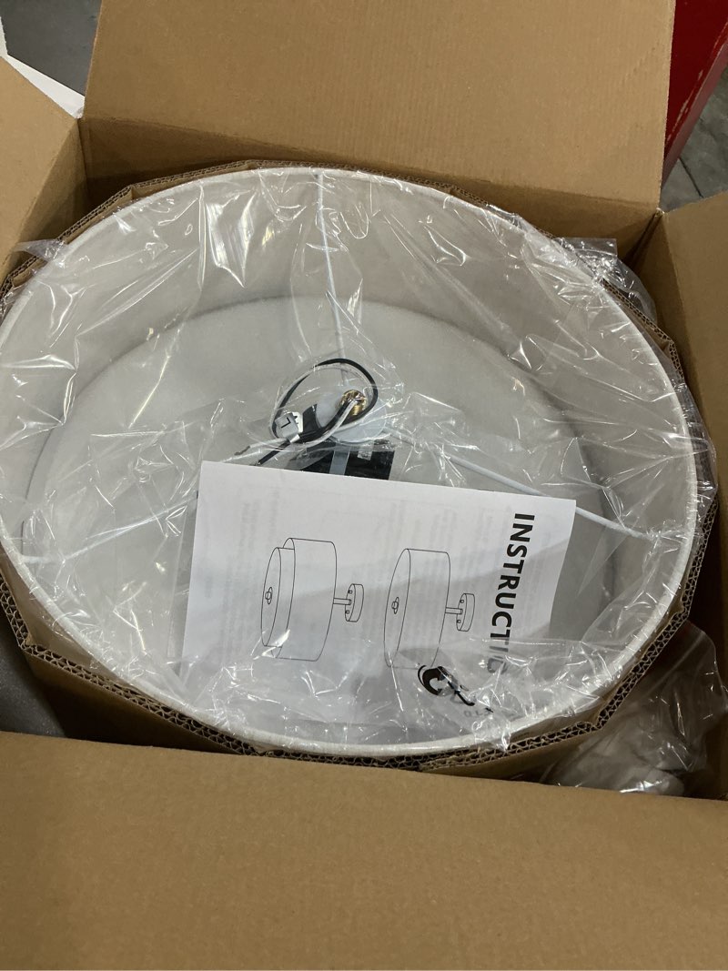 Condition photo showing New/Like New for bargeni semi flush mount ceiling light fixture,16 inch drum flush mount ceiling light, modern light fixtures ceiling mount with matte brass finish, semi flush ceiling light for bedroom,dining room matte brass 16 inch