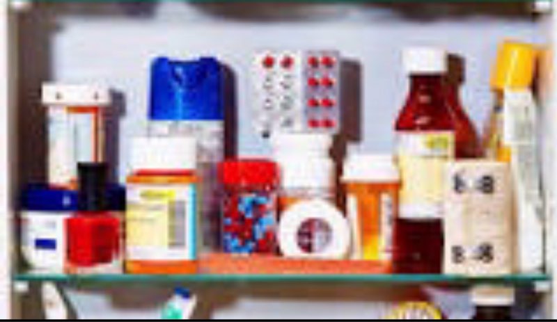 assortment of different medications (for children and adults, varying dates of expiration)