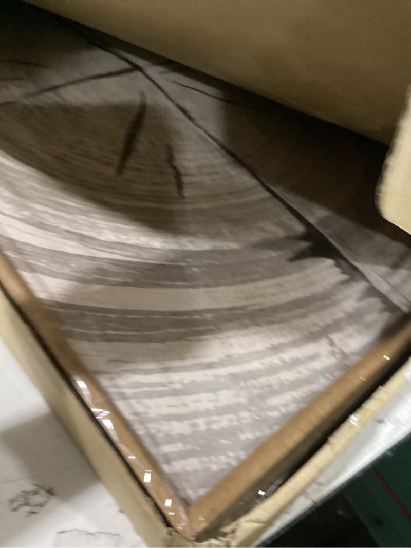 Condition photo showing As Is for dracit vintage beige tan tree ring framed canvas wall art set,modern neutral gray wood stump wall decor,rustic wooden tree spiral artwork for living room,bedroom,farmhouse-16 x24 x3 wood stump wall art 16"l x 24"w