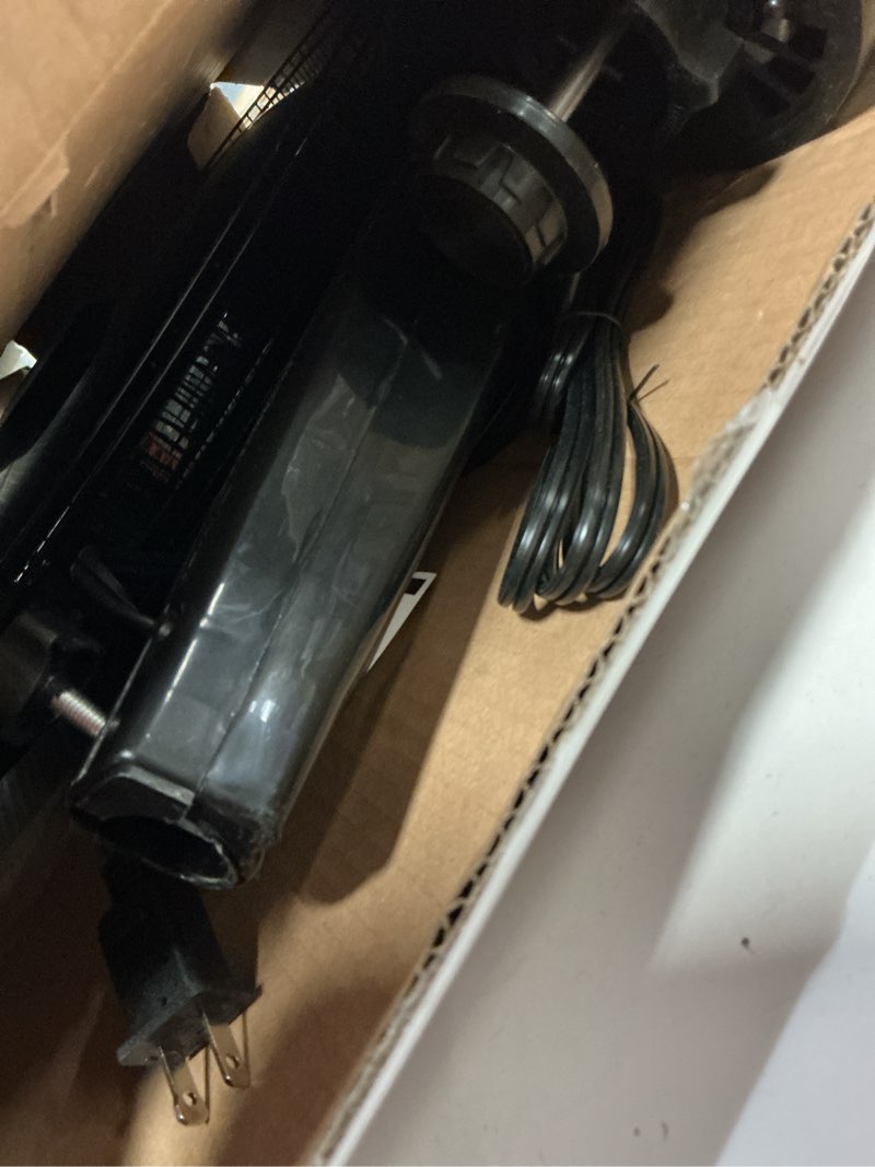 Condition photo showing As Is for black+decker 18" oscillating stand fan with remote control black: adjustable height, 3 speeds, etl listed