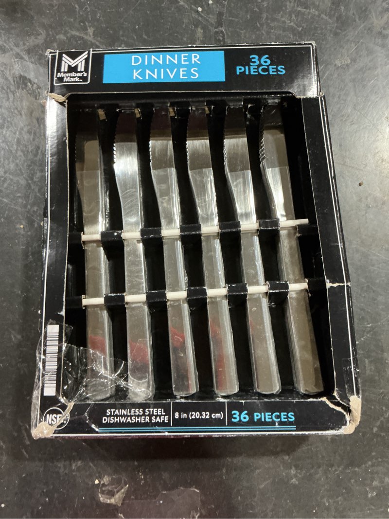 member's mark stainless steel dinner knife set 36 ct