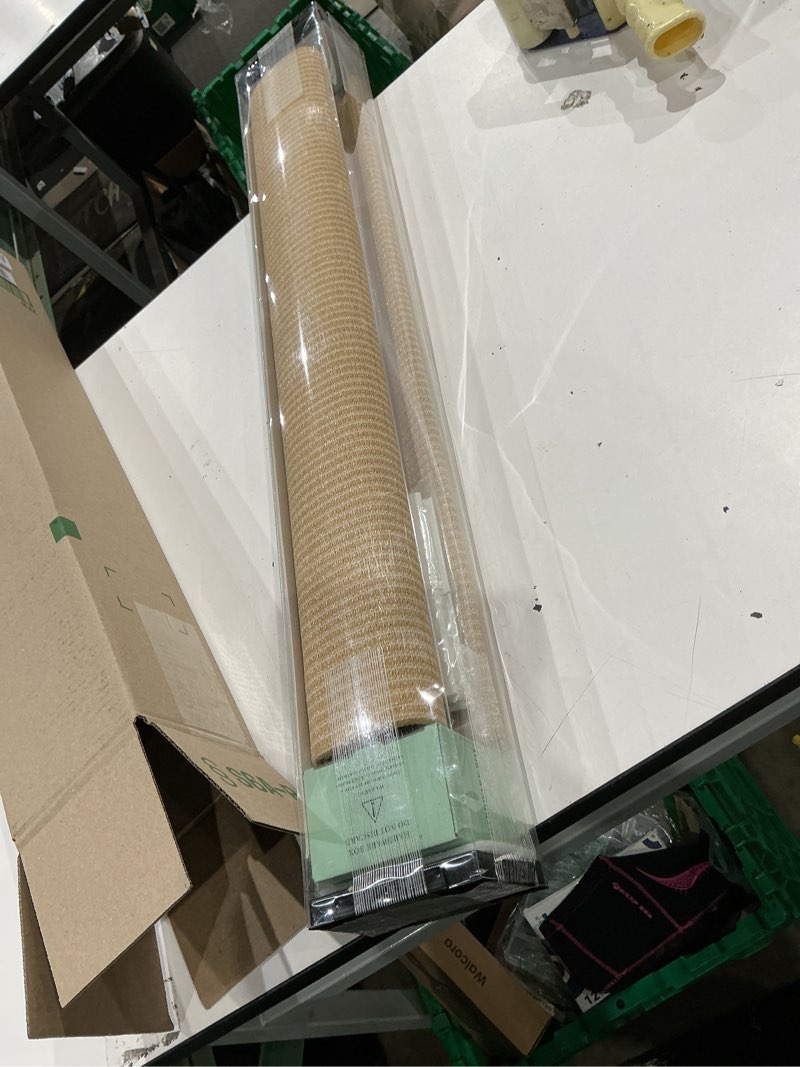 Condition photo showing Good Condition for sunoff outdoor roller shades, cordless patio roller up blinds with shade cloth for porch gazebo pergola balcony backyard, 2 poles & 1 fabric, wheat, 60" wx72 h 60"w x 72"h wheat