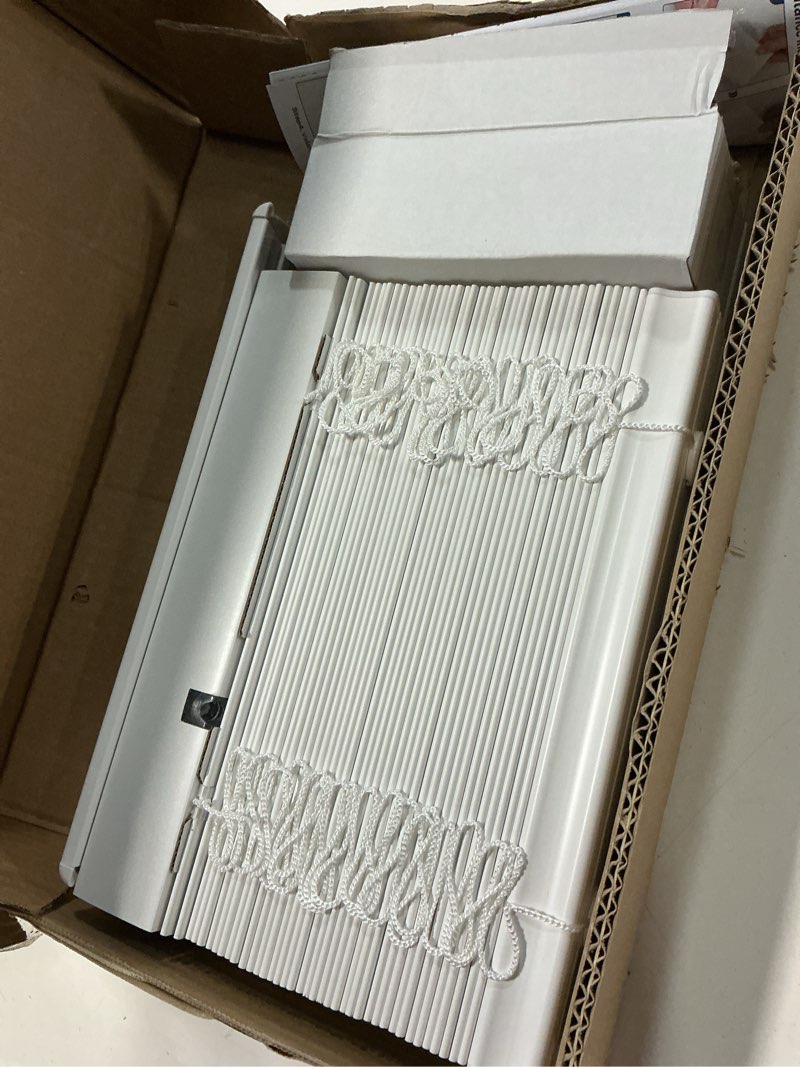 Condition photo showing Good Condition for cordless sidelight blinds, 10" x 72" white faux wood horizontal window blinds for front door, 2" slats with adjustable tilt wand, privacy light control for narrow windows and entryways, 1 pack 10"w x 72"h white