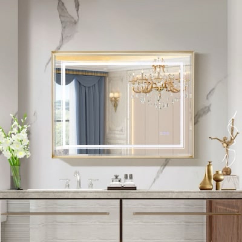 loaao 22x30 inch white metal framed bathroom mirror for wall, white bathroom vanity mirror farmhouse, large rounded rectangle mirror, anti-rust, hangs horizontally or vertically white 22"l x 30"w