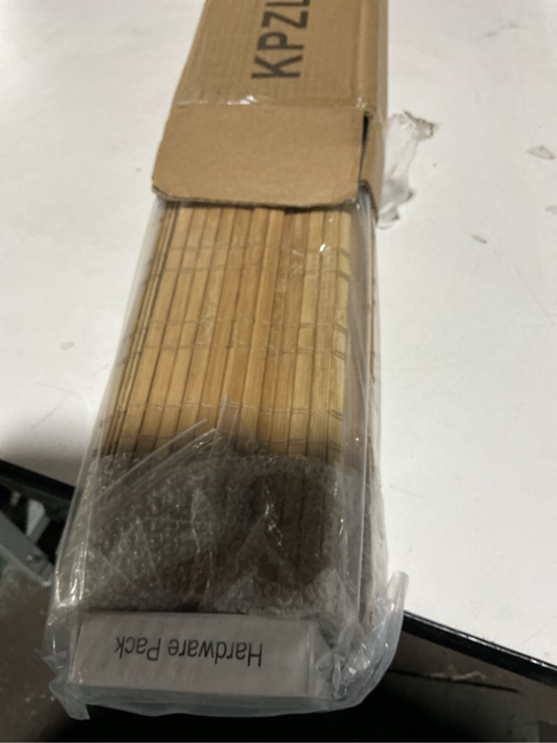 Condition photo showing Good Condition for Cordless Bamboo Roman Shades, Light Filtering Bamboo Shades Blinds Window Treatment Roll Up Blind for Windows, 26" W x 64" H, Natural Natural 26"W x 64"H