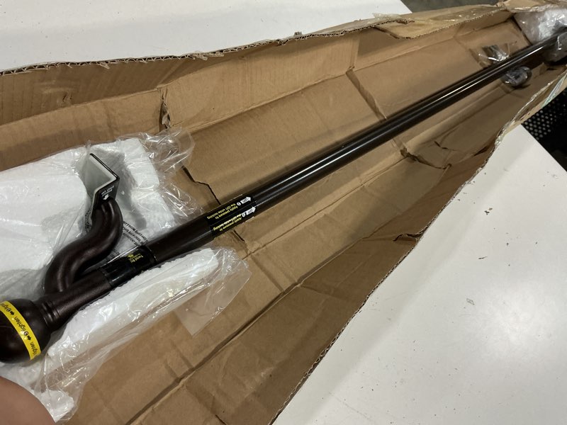 Condition photo showing Good Condition for zenna home adjustable curtain tension rod with decorative round finials, no drill window rod, easy install expandable tension curtain rod for windows, 48 to 84 inch, bronze oil rubbed bronze 48" to 84"