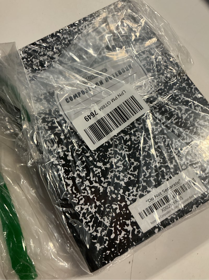 Condition photo showing Good Condition for rosmonde composition notebook wide ruled 5 pack, 200 pages (100 sheets), 9-3/4 x 7-1/2, back to school supplies, notebooks for school, office supplies, notebooks for work, wide ruled notebook 5 pack black marble