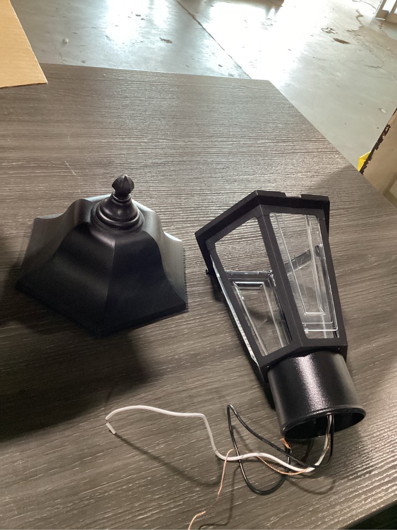 Condition photo showing As Is for project source banterling 14.5-in black traditional outdoor light post lantern