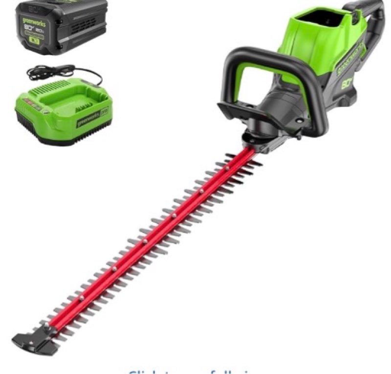 greenworks 80v cordless hedge trimmer, 26-inch brushless motor, lightweight battery-powered trimmer 