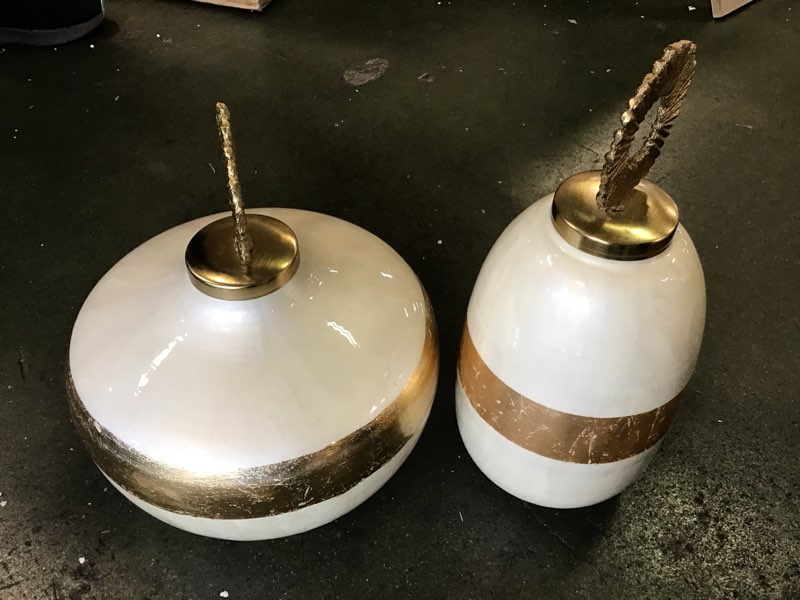 Maliant metal omber flue decorative jars with brown 