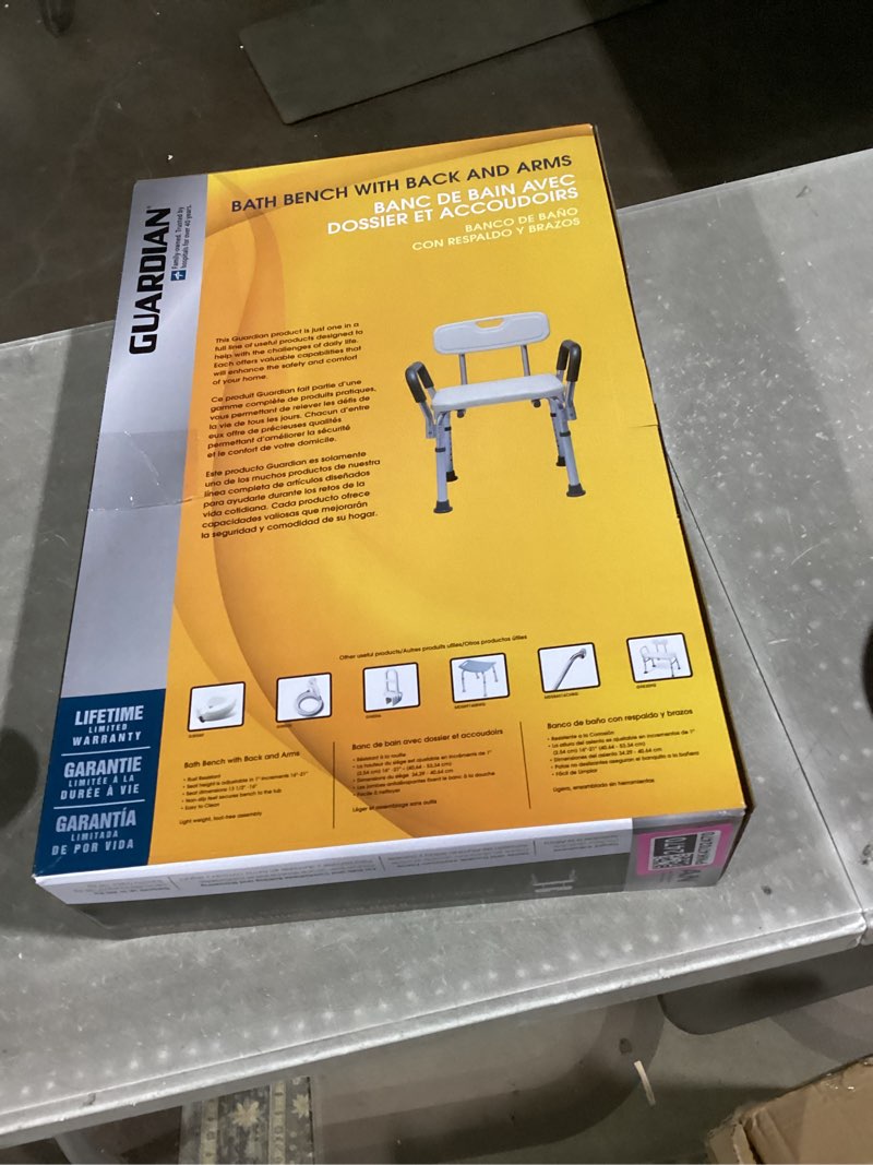 Condition photo showing New/Like New for Medline Shower Chair for Elderly, Seniors, Adults & Disabled - Heavy Duty Shower Seat with Padded Arms and Back for Inside Shower, Adjustable Height Bath Stool for Bathtub, 350 lb, Slip Resistant White