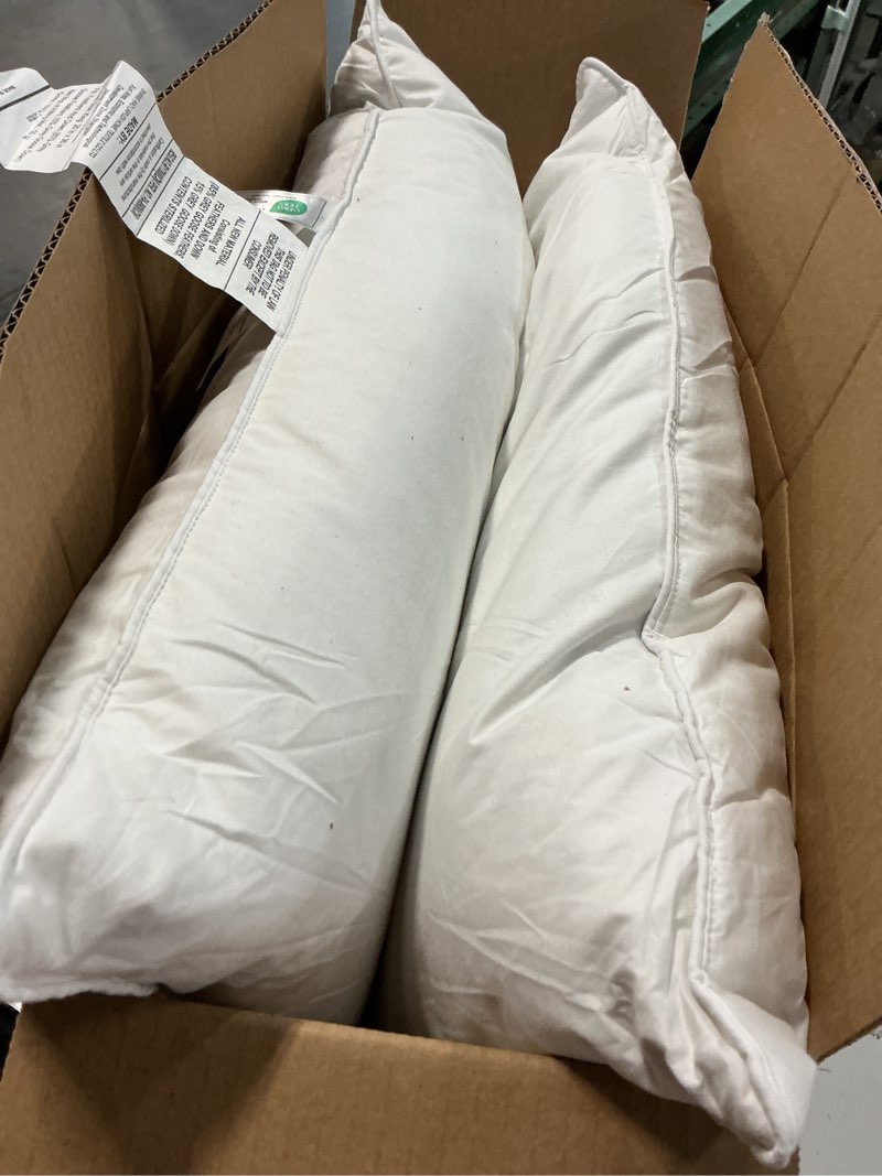 Condition photo showing As Is for puredown® Goose Feathers and Down White Pillows with 100% Soft Cotton Cover, Bed Sleeping Hotel Collection Pillows Set of 2 King Size Classic White King (Pack of 2)