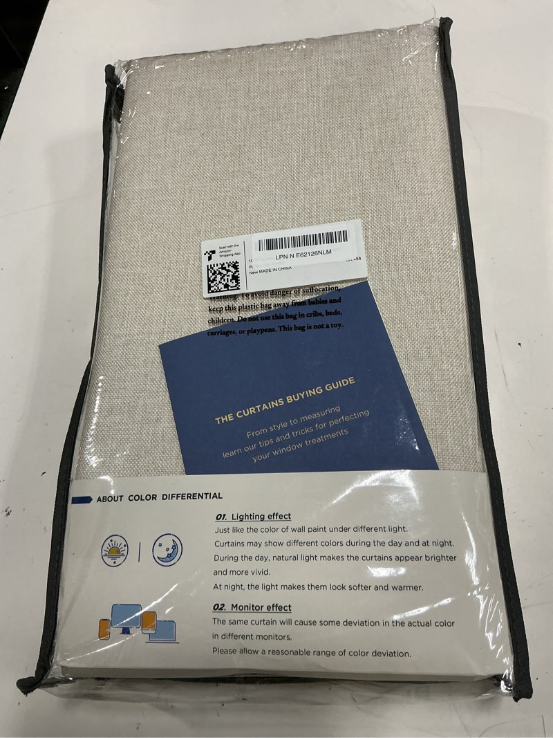 Condition photo showing New/Like New for 100% blackout shield linen blackout curtains for bedroom 108 inches long, back tab/rod pocket living room drapes, thermal insulated blackout curtains 2 panels set, 50" w x 108" l,cream cream 50"w x 108"l (pack of 2)