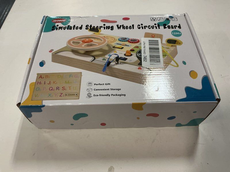 Condition photo showing New/Like New for Montessori Toddler Toys - Baby Wooden Busy Board - Sensory Toys with Light Switch - Travel Toys for Educational Toddler Activities for Toddlers 1 2 3 4+ Year Old steering wheel busy board