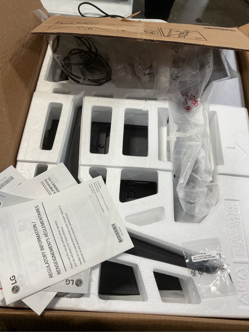 Condition photo showing As Is for INCOMPLETE) LG 27GR83Q-B 27-inch UltraGear QHD (2560x1440) IPS Gaming Monitor, 240Hz, 1ms, DisplayHDR 400, G-Sync AMD FreeSync Premium, HDMI 2.1 DisplayPort, 4-Pole HP Out DTS GP:X, Tilt/Height/Pivot Stand, Black