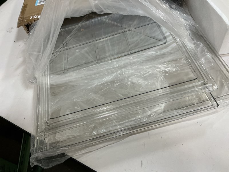 Condition photo showing Good Condition for 2x-large 15.7"x11.8"x9.8" acrylic display case, clear organizer box plastic holder with magnetic door for handbags, purses, boots, figures, book
