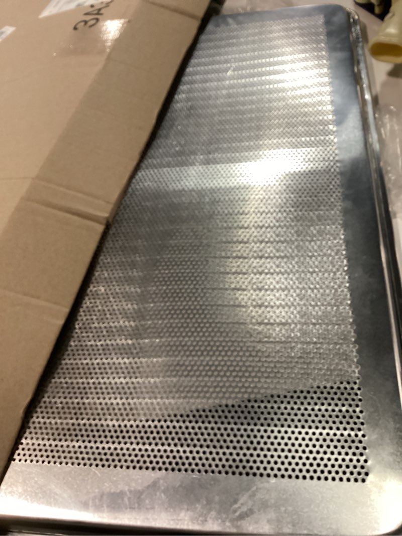 Condition photo showing As Is for New Star Foodservice Commercial-Grade 18-Gauge Aluminum Sheet Pan/Bun Pan (18 L x26 W x1 H (Full Size) Measure Oven)