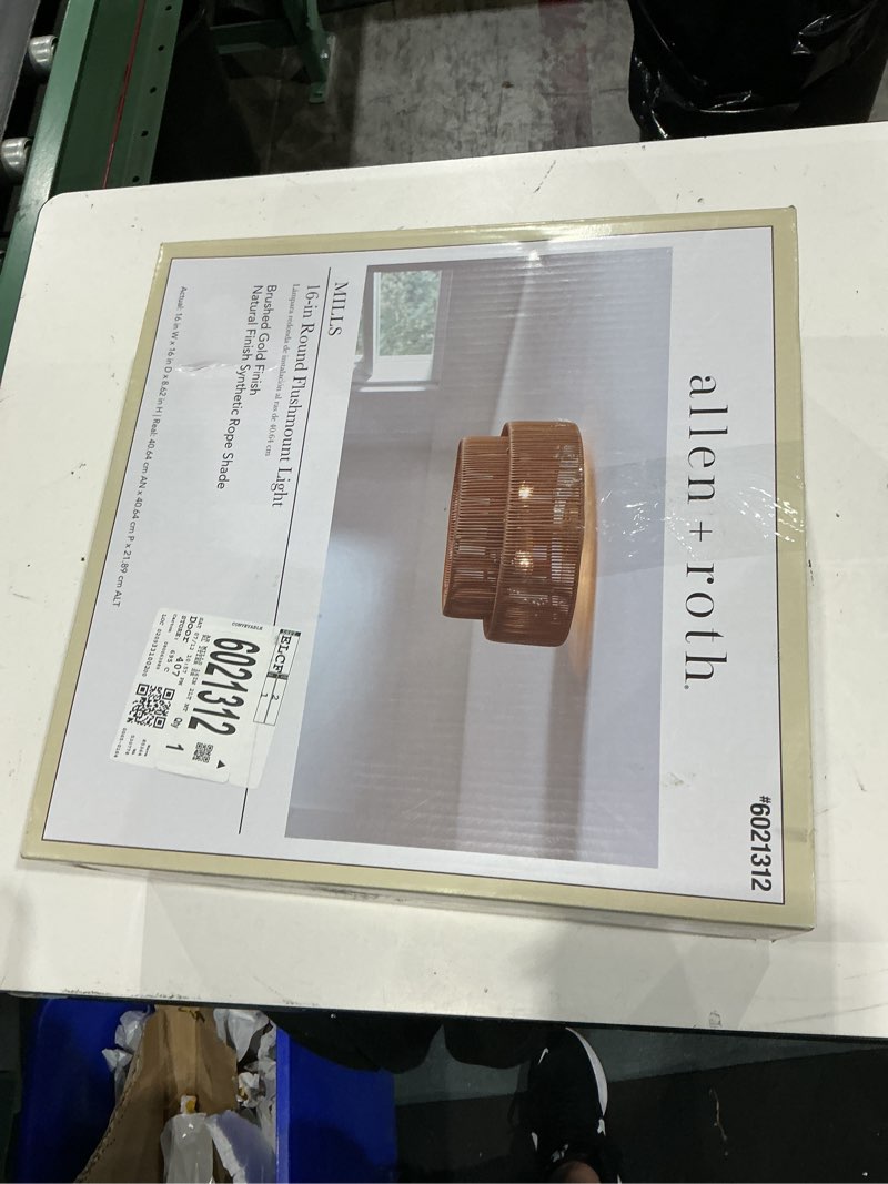 Condition photo showing Good Condition for allen .brushed gold semi flush mount light
