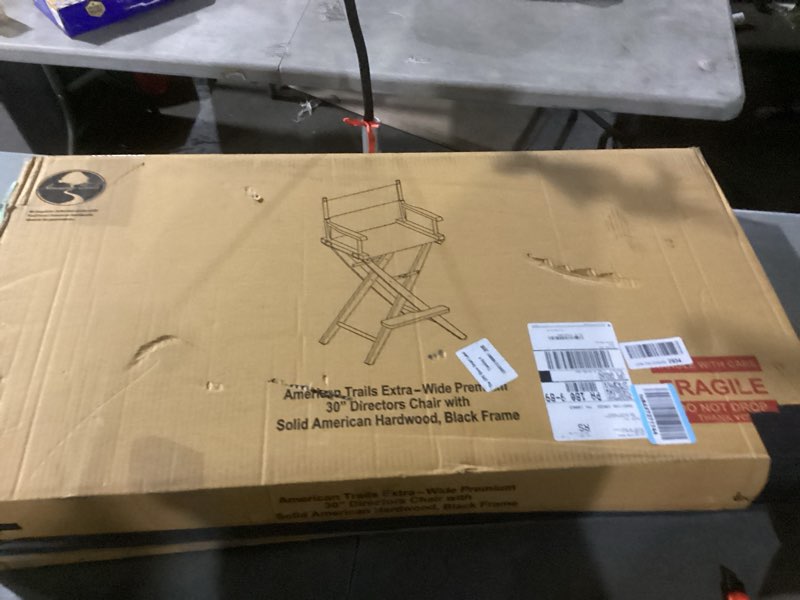 Condition photo showing As Is for american trails extra-wide premium 18" director's chair black frame with black canvas black 18 in classic height classic